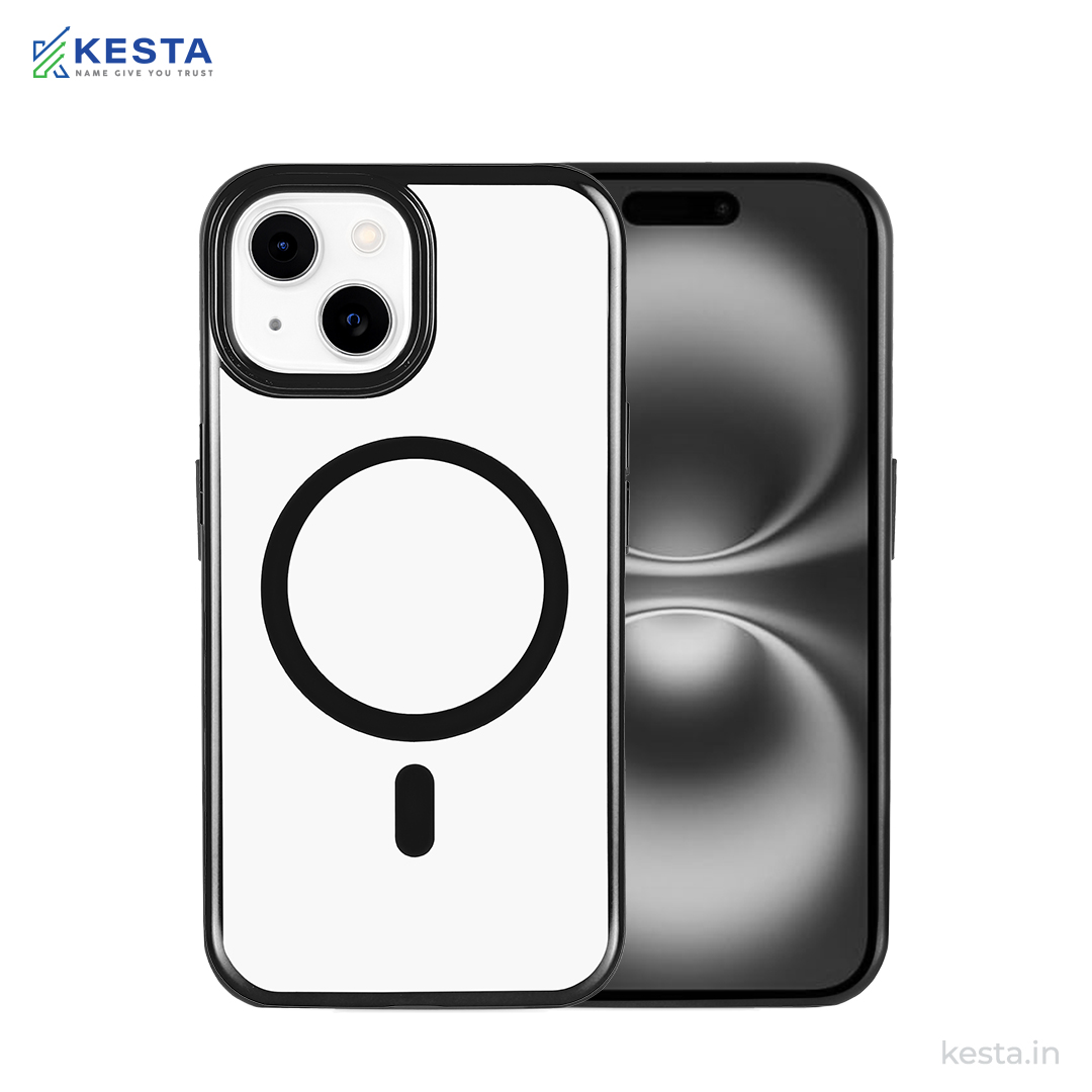 iPhone 15 Cover - Notify Popup Black Transparent Case (Camera Sink Protection & Wireless Charging Optimized)